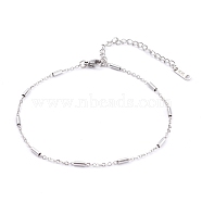 Tarnish Resistant 304 Stainless Steel Cable Chains Anklets, with Tube Beads, Stainless Steel Color, 8-5/8 inch(22cm)(AJEW-AN00392-01)