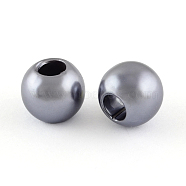 ABS Plastic Imitation Pearl European Beads, Large Hole Rondelle Beads, Slate Gray, 11.5~12x10mm, Hole: 4~5mm, about 780pcs/500g(MACR-R530-12mm-A50)