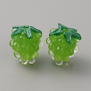 Handmade Lampwork Beads, Grape, Lime Green, 14x12mm, Hole: 1.5mm(LAMP-WH0012-02B)