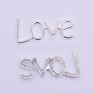 Alloy Cabochons, Word with Love, Cadmium Free & Lead Free, Platinum, 13x32x2mm(PALLOY-WH0002-66P-RS)