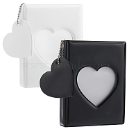 2 Sets 2 Colors 3 Inch PVC Mini Heart Hollow Photocard Holder Book, Mini Mirror-Like Photo Album with 32 Pockets and Ball Chain, Mixed Color, 110.5x87x27mm, Hole: 3.5mm, Inner Diameter: 92x61mm, 1 set/color(AJEW-CP0005-83)