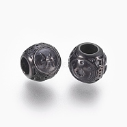316 Surgical Stainless Steel European Beads, Large Hole Beads, Rondelle, Pisces, Gunmetal, 10x9mm, Hole: 4mm(STAS-P212-18B-11)