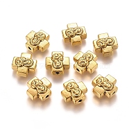 Tibetan Style Alloy Beads, Cross with Virgin Mary, Antique Golden, 13x13x6mm, Hole: 2mm(TIBEB-L004-048AG)