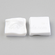 Resin Cabochons, Irregular Cuboid, White, 17x20x8.5mm(CRES-R197-03)