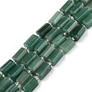 Natural Green Aventurine Beads Strands, with Seed Beads, Faceted, Column, 8.5~12x5.5~7.5x4.5~7mm, Hole: 1.2mm, about 15~16pcs/strand, 7.09 inch~7.68 inch(18~19.5cm)(G-N327-06B)