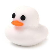 Duck Food Grade Silicone Focal Beads, Chewing Beads For Teethers, DIY Nursing Necklaces Making, Snow, 23x25x28.5mm, Hole: 2.5mm(SIL-Q030-05B)