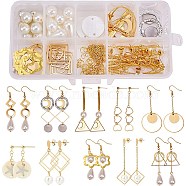 DIY Earring Making, with 304 Stainless Steel Stud Earring Components/Charms/Links/Linking Rings, Brass Linking Rings and Brass Cable Chains, Mixed Color, 13.5x7x3cm(DIY-SC0004-87)