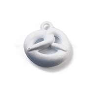 Spray Painted Alloy Pendants, Knot Charms, Lead Free & Nickel Free & Cadmium Free, Gray, 14.5x13.5x4.5mm, Hole: 1.6mm(PALLOY-S038-06B)