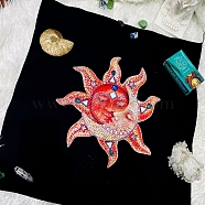 Polyester Tarot Tablecloth for Divination, Tarot Card Pad, Pendulum Tablecloth, Square, Sun, 490x490mm(PW-WG65844-08)