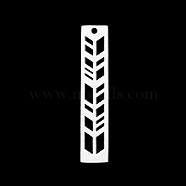 201 Stainless Steel Pendants, Laser Cut, Rectangle with Arrow, Stainless Steel Color, 35x6x1mm, Hole: 1.5mm(STAS-S105-LA394-1)