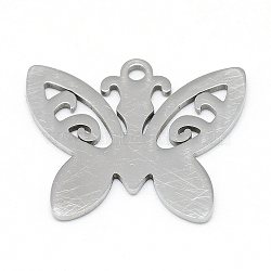 304 Stainless Steel Stamping Blank Tag Pendants, Butterfly, Stainless Steel Color, 17x21x1mm, Hole: 2mm(STAS-T008-008)
