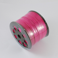 Faux Suede Cord, Faux Suede Lace, with Gold Dust, Deep Pink, 3x1mm, about 100yards/roll(300 feet/roll)(LW-S014-3)