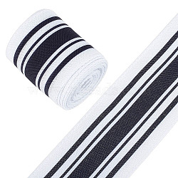 Polyester Ribbons, Garment Accessories, Stripe Pattern, Black, 2-1/2 inch(65mm), about 6.56 Yards(6m)/Roll(OCOR-WH0079-16C)