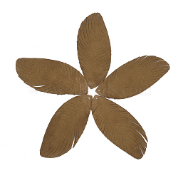 Eco-Friendly Sheepskin Leather Big Pendants, Leaf, Sienna, 76x33x1.5mm, Hole: 1.5mm(X-FIND-S301-10K)