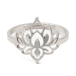 Non-Tarnish 304 Stainless Steel Adjustable Rings, Flower, Stainless Steel Color, US Size 6(16.5mm)(X-RJEW-K245-58P)