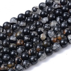 Natural Black Tourmaline Beads Strands, Round, 8mm, Hole: 0.8mm, about 48pcs/strand, 15.3 inch(39cm)(G-F666-05A-8mm)