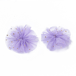 Organza Fabric Flowers, with Foil, for DIY Headbands Flower Accessories Wedding Hair Accessories for Girls Women, Lilac, 42x5mm(FIND-R076-01D-1)