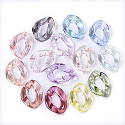 Transparent Acrylic Linking Rings, AB Color Plated, Quick Link Connectors, For Jewelry Curb Chains Making, Twist, Mixed Color, 22.5x16.5x5mm, Inner Diameter: 6x12mm(PACR-R246-004A)