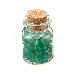 Transparent Glass Wishing Bottle Decoration, Chakra Healing Bottles, Wicca Gem Stones Balancing, with Natural Green Aventurine Chip Beads, 22x34mm,Chip Beads: 1~8x1.5~10x1~7mm(DJEW-A001-01A-06)