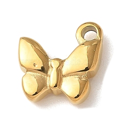 304 Stainless Steel Charms, Ion Plating(IP), Butterfly Charm, Real 14K Gold Plated, 9x8.5x2.5mm, Hole: 1.3mm(STAS-G352-19G)