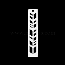 Non-Tarnish 201 Stainless Steel Pendants, Laser Cut, Rectangle with Arrow, Stainless Steel Color, 35x6x1mm, Hole: 1.5mm(STAS-S105-LA394-1)