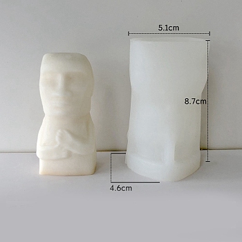Nordic Style Abstract Art Moai Statue DIY Silicone Candle Molds, Aromatherapy Candle Moulds, Scented Candle Making Molds, White, 4.6x5.1x8.7cm