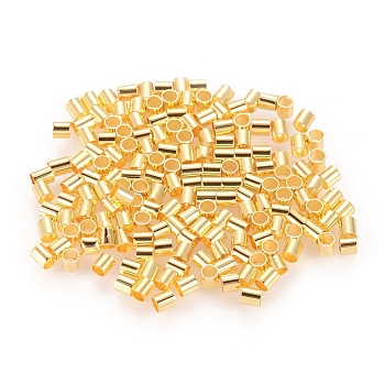Cadmium Free & Nickel Free & Lead Free Brass Crimp Beads, Tube, Golden, 2x2mm, Hole: 1.5mm, about 5395pcs/50g