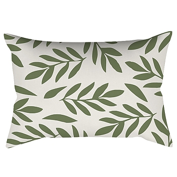 Green Series Nordic Style Geometry Abstract Polyester Throw Pillow Covers, Cushion Cover, for Couch Sofa Bed, Rectangle, Leaf, 300x500mm