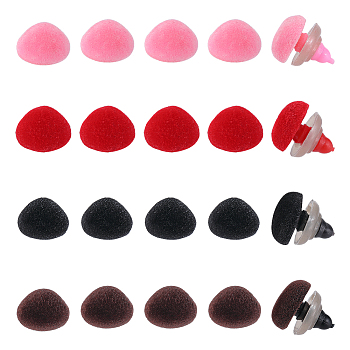 40Pcs 4 Colors Plastic Safety Noses, Flocky Craft Nose, for DIY Doll Toys Puppet Plush Animal Making, Mixed Color, 12.5x15x17.5mm, 10pcs/color
