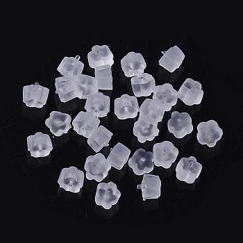 Plastic Ear Nuts, Earring Backs, Clear, 4x4x2.5mm, Hole: 0.5mm, about 465pcs/20g