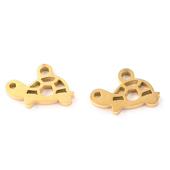 304 Stainless Steel Charms, Laser Cut, Tortoise, Golden, 12x7.5x1.5mm, Hole: 1.5mm