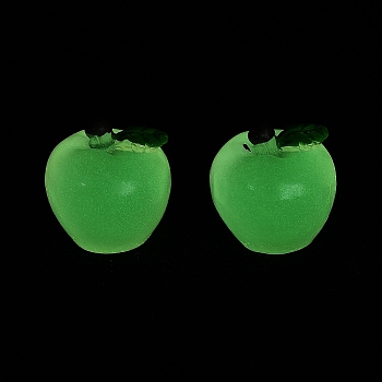 Luminous Resin Cabochons, Imitation Fruit, Glow in the Dark, Apple, 24.5x22x21.5mm