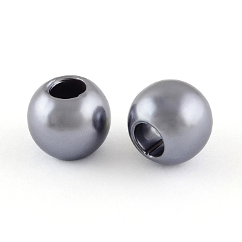 ABS Plastic Imitation Pearl European Beads, Large Hole Rondelle Beads, Slate Gray, 11.5~12x10mm, Hole: 4~5mm, about 780pcs/500g