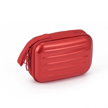 Tinplate Zipper Bag, Portable Coin Purse, for Business Card, Draw-bar box Shape, Red, 70x100mm