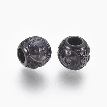 316 Surgical Stainless Steel European Beads, Large Hole Beads, Rondelle, Pisces, Gunmetal, 10x9mm, Hole: 4mm