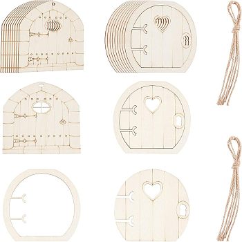 Nbeads 20 Pcs 2 Styles Natural Wood Cabochons, for DIY Jewelry Making, Door, BurlyWood, 10pcs/style