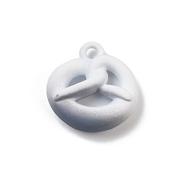 Spray Painted Alloy Pendants, Knot Charms, Lead Free & Nickel Free & Cadmium Free, Gray, 14.5x13.5x4.5mm, Hole: 1.6mm