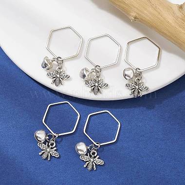 Alloy Bees and Iron Bell Pendant Decoration(HJEW-JM01307-02)-4
