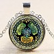 Flat Round with Universe Tree Glass Alloy Pendant Necklaces(NJEW-N0051-047R-02)-1