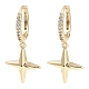 Brass with Cubic Zirconia Dangle Hoop Earrings(EJEW-G362-07KCG)-1