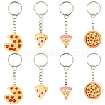 16Pcs 4 Style Resin Keychain, with Iron Rings, Pizza, Mixed Color, 80~88mm(KEYC-YW00236)
