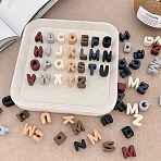 Spray Painted Opaque Acrylic Beads, Large Hole Beads, Alphabet, Mixed Color, 19.8~21x8.7~20.5x13.6~13.8mm, Hole: 6.3mm, about 155pcs/500g(OACR-N138-50)