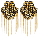 Vintage Iron Tassel Epaulette, Epaulet Shoulder Decoration, Golden, 190~195x100mm(AJEW-CY0002-76G)