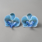 PU Leather Flower Shoe Buckle Clips, Shoe Decoration, Blue, 95~100x95~100x27mm(DIY-WH0816-033E)