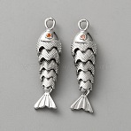 Brass Pendants, Fish, Platinum, 39.5x10x7.5mm, Hole: 2.5x4mm(KK-WH0816-028P-03)