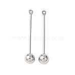 304 Stainless Steel Threaded Ball Eyepin, Screw Eye Pins with Ball End, Stainless Steel Color, 28x5mm, Hole: 0.9mm(STAS-G385-01P-02)