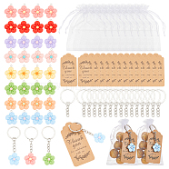 AHADERMAKER DIY Flower Keychain Making Kit, Including Resin Pendants, Iron Split Key Rings, Organza Gift Bags, Paper Price Tags, Mixed Color, 128Pcs/set(DIY-GA0003-82)