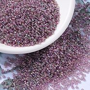 MIYUKI Round Rocailles Beads, Japanese Seed Beads, 11/0, (RR256D) Transparent Dark Smoky Amethyst AB, 2x1.3mm, Hole: 0.8mm, about 50000pcs/pound(SEED-G007-RR0256D)