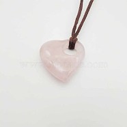 Heart Natural Rose Quartz Pendant Necklaces for Women, 14.37 inch(36.5cm)(ZL1297-4)