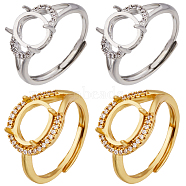 8Pcs 2 Colors Adjustable Brass Finger Ring Components, 4 Claw Prong Ring Settings, with Clear Cubic Zirconia, Mixed Color, Inner Diameter: 17mm, Tray: 9.5~10x8mm, 4Pcs/style(KK-SC0003-93)
